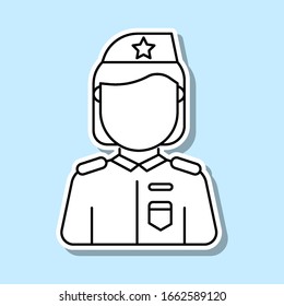 Military woman avatar sticker icon. Simple thin line, outline vector of avatar icons for ui and ux, website or mobile application