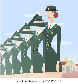 Military woman formation