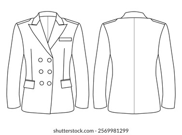 military women blazer Suit Jacket vector illustration design,