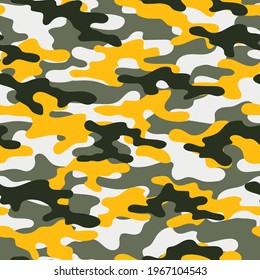 military yellow camouflage. vector seamless print. army camouflage for clothing or printing