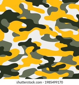 military yellow camouflage. vector seamless print. army camouflage for clothing or printing