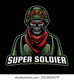 military zombie skull mascot logo illustration