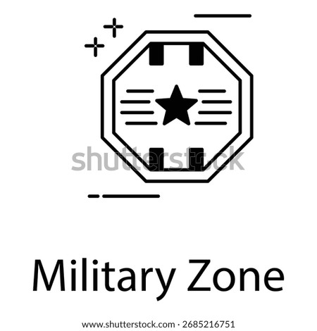 Military Zone Icon for Restricted Area Defense and Security Base Illustration