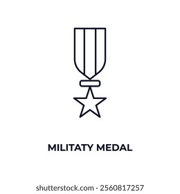 militaty medal outline icon. Linear vector from army and military concept. Thin line militaty medal icon isolated on white background