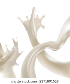 milk 3D realistic vector illustration 3D volumetric drawing advertising packaging