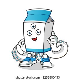 milk alien mascot vector cartoon illustration