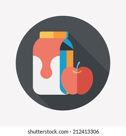 milk and apple flat icon with long shadow,eps10