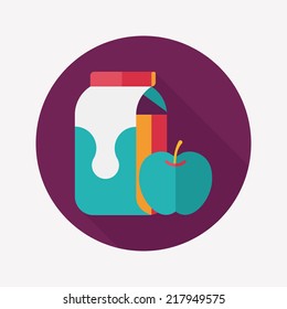 milk and apple flat icon with long shadow,eps10