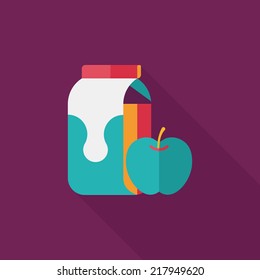 milk and apple flat icon with long shadow,eps10