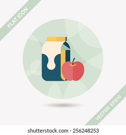 milk and apple flat icon with long shadow,eps10