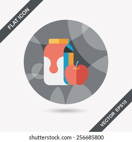 milk and apple flat icon with long shadow,eps10