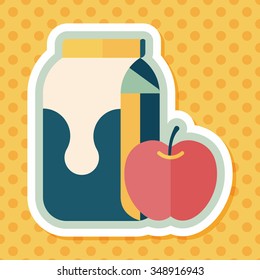 milk and apple flat icon with long shadow,eps10