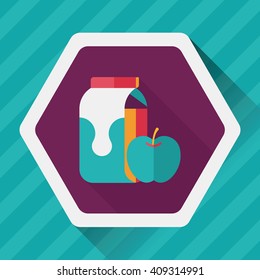 milk and apple flat icon with long shadow,eps10