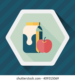 milk and apple flat icon with long shadow,eps10