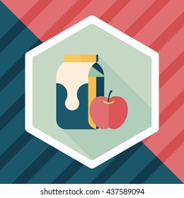 milk and apple flat icon with long shadow,eps10