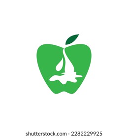 milk apple logo icon design company vector illustration