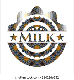 Milk arabesque badge. arabic decoration.