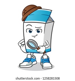milk archaeologist mascot vector cartoon illustration
