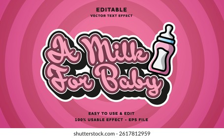 a milk for baby editable text effect with modern and simple style