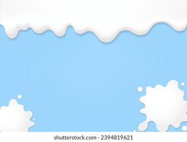 Milk background concept. Milk splash with copy space on a blue background. 
