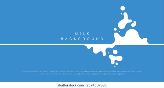 Milk background of Modern poster, dynamic splashes and drops. Vector illustration in a flat style of minimalism	