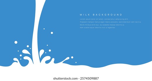 Milk background of Modern poster, dynamic splashes and drops. Vector illustration in a flat style of minimalism	