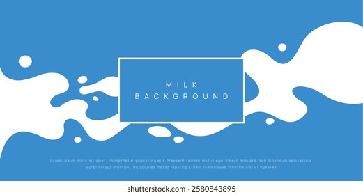 Milk background of Modern poster, dynamic splashes and drops. Vector illustration in a flat style of minimalism	