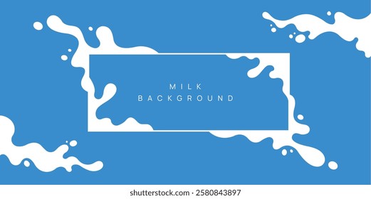 Milk background of Modern poster, dynamic splashes and drops. Vector illustration in a flat style of minimalism	