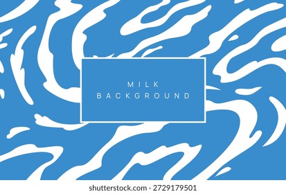 Milchhintergrund des modernen Posters, dynamische Spritzer und Tropfen. Vektorgrafik im flachen Stil des Minimalismus	