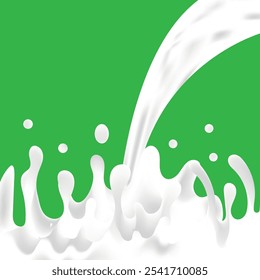 Milk background, vector, waves. milk design elements, inscription, milk, on a green background
