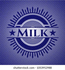 Milk badge with denim background