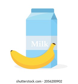 Milk with banan flat icon.Vector illustration isolated on white background.Eps 10.