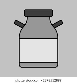 Icono de escala de grises vector de barril de leche. Signo de producto lácteo. Símbolo gráfico para cocinar diseño de sitio web y aplicaciones, logotipo, aplicación, interfaz de usuario
