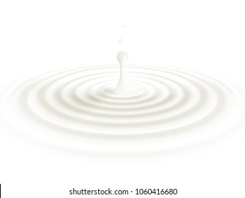 Milk or beige cream liquid drop created ripple splash isolated on white background. EPS 10 vector file