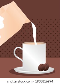 milk being poured into cup