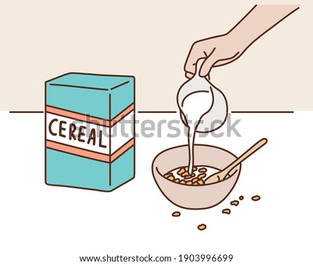 Similar – Image, Stock Photo Crop woman pouring milk into glass of coffee