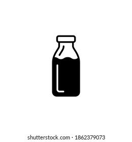 Milk, beverage bottle, Icon, symbol in solid black flat shape, isolated on white background