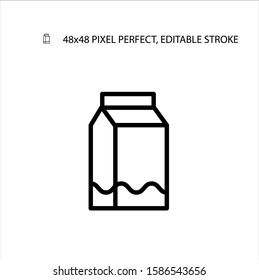 Milk black line simple icon. Icon for web sites and  mobile apps. Editable Stroke. 48x48 Pixel Perfect. 