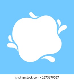 milk blob shape on light blue soft for banner copy space, aqua background, white milk blob splash on pastel blue, water blobs droplet wave shape for banner, milk blob simple for graphic ad design