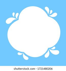 milk blob shape on light blue soft for banner copy space, aqua background, white milk blob splash on pastel blue, water blobs droplet wave shape for banner, milk blob simple for graphic ad design