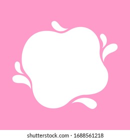 milk blob shape on pink pastel soft for banner copy space, aqua background, white milk blob splash on pastel pink, water blobs droplet wave shape for banner, milk blob simple for graphic ad design