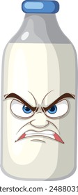 A milk bottle with an angry face