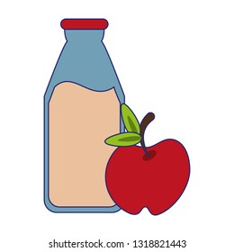 milk bottle and apple fruit