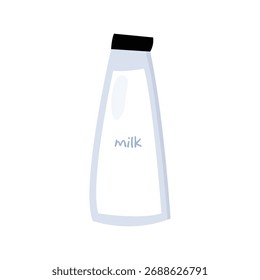 Botella de leche con tapa negra aislada