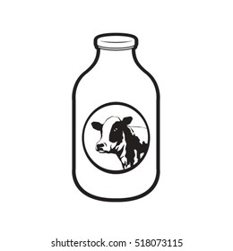 milk bottle in black outline-vector drawing
