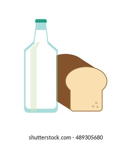 milk bottle and bread icon