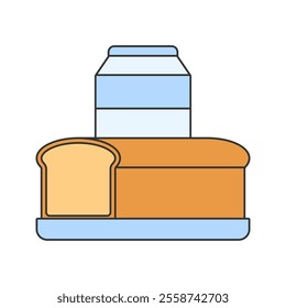 Milk Bottle and Bread icon Illustration perfect for designs with a home appliance or everiday stuff theme