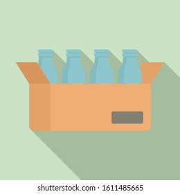 Milk bottle carton box icon. Flat illustration of milk bottle carton box vector icon for web design