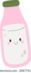Milk Bottle Cartoon Character Vector Illustration