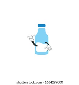 milk bottle cartoon characters design. you can use for stickers, pins, mascot or patches